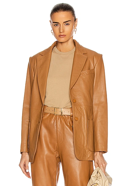 Shop Alberta Ferretti Leather Blazer In Brown