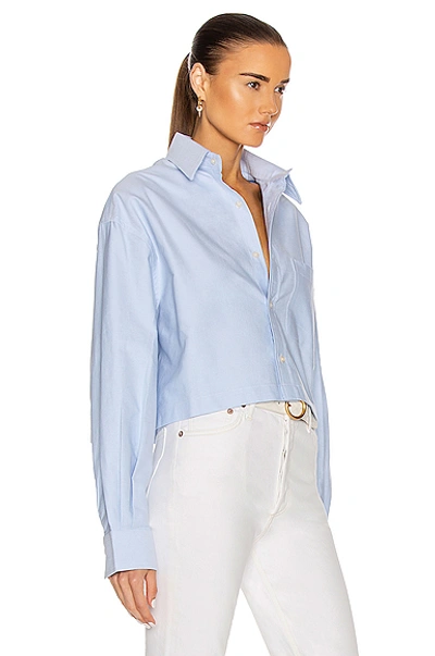 Shop R13 Oversized Cropped Button Up Shirt In Light Blue