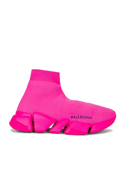 Shop Balenciaga Speed 2 Low Top Sneakers In Neon Pink