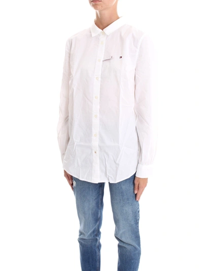 Shop Tommy Hilfiger Women's White Cotton Shirt