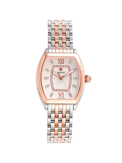 Shop Michele Two-tone Stainless Steel & Diamond Bracelet Watch