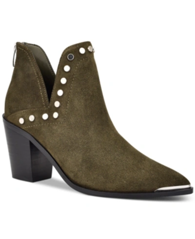 Shop Marc Fisher Dayne Studded Booties Women's Shoes In Deep Olive