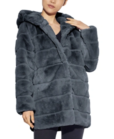 Shop Apparis Jill Hooded Faux-fur Coat, Created For Macy's In Grey