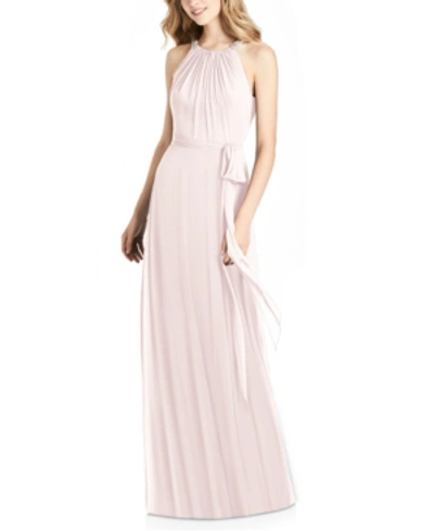 Shop Jenny Packham Embellished Halter Gown In Blush