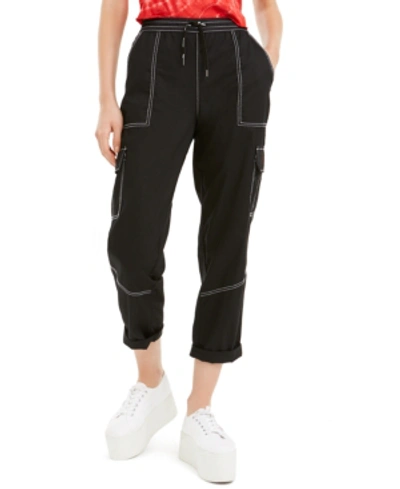 Shop Dickies Juniors' Cropped Twill Cargo Pants In Black