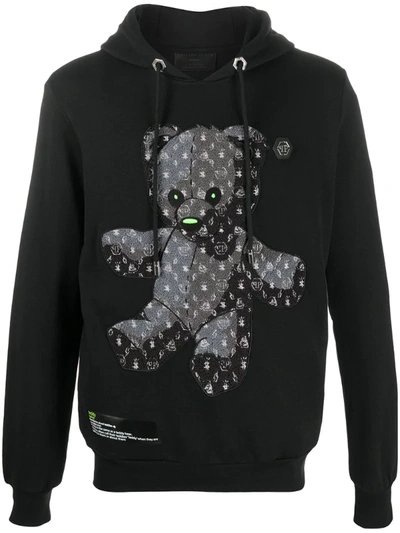 Shop Philipp Plein Teddy Bear Hoodie In Black
