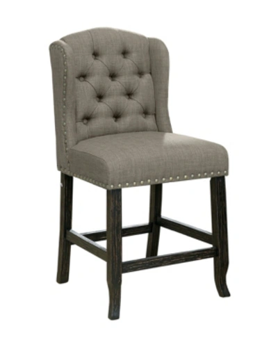 Shop Furniture Of America Colette Tufted Upholstered Pub Chair (set Of 2) In Grey