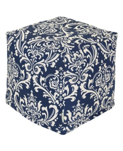 Shop Majestic Home Goods French Quarter Ottoman Pouf Cube With Removable Cover 17" X 17" In Navy