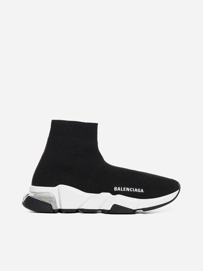 Shop Balenciaga Speed Stretch Knit Sneakers In Black - White