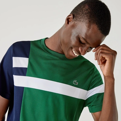 Shop Lacoste Men's Sport Colorblock Breathable Piqué Tennis T-shirt In Green,navy Blue,white