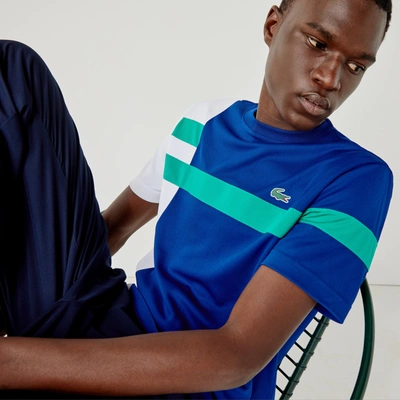 Shop Lacoste Men's Sport Colorblock Breathable Piqué Tennis T-shirt In Blue,white,green,black