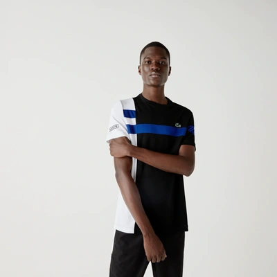 Shop Lacoste Men's Sport Colorblock Breathable Piqué Tennis T-shirt In Black,white,blue,black