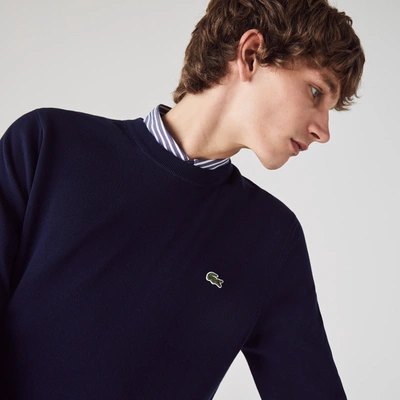Lacoste Live Cotton Fleece Sweatshirt Navy Blue In Blue