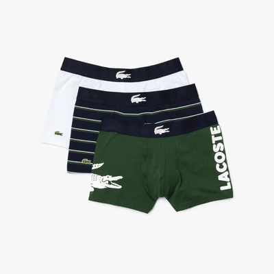 Shop Lacoste 3-pack Assorted Trunks In Blue