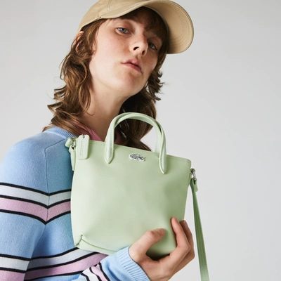 Shop Lacoste Women's L.12.12 Concept Petit Piqué Coated Canvas Mini Zip Tote Bag In Evernia