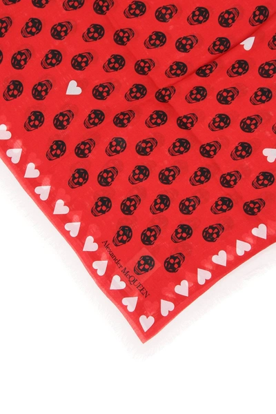 Shop Alexander Mcqueen Bicker Maxi Scarf Heart In Red,white,black