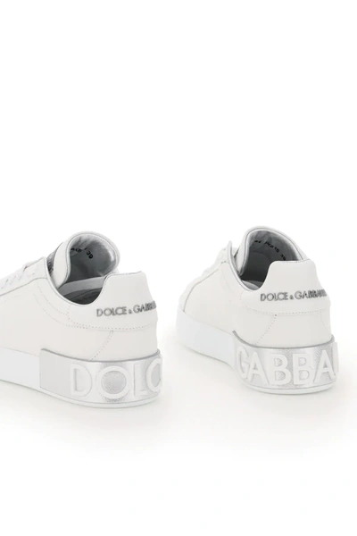 Shop Dolce & Gabbana Classic Portofino Sneakers In White,silver