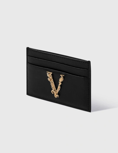 Shop Versace Virtus Cardholder In Black/gold