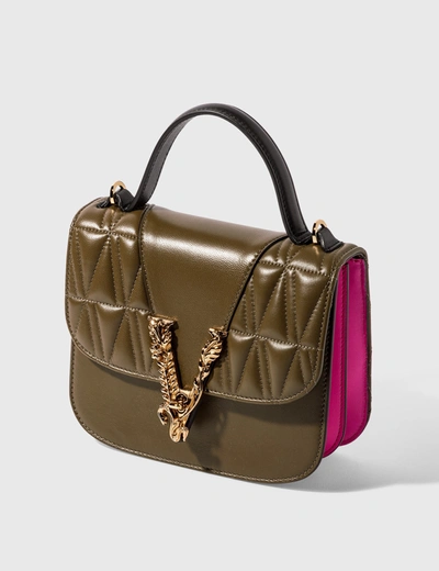 Shop Versace Virtus Small Handbag In Green