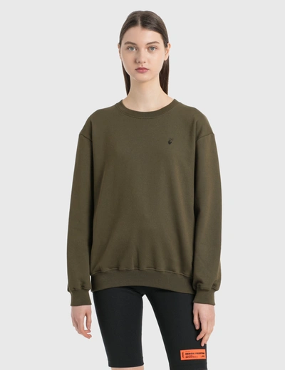 Shop Off-white Flock Arrow Reg Crewneck In Green