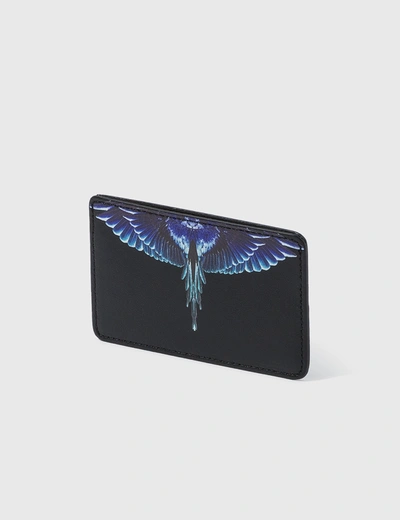 Shop Marcelo Burlon County Of Milan Wings Card Holder In Black Turquoise