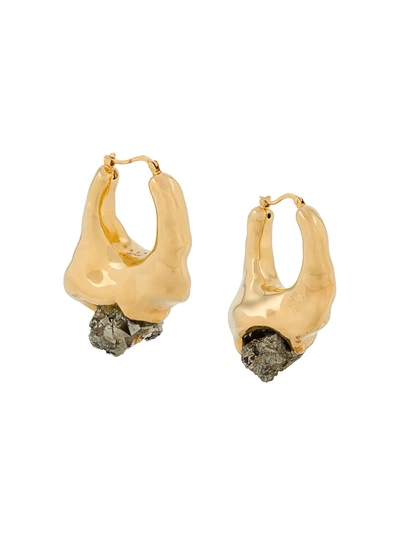 Shop Marni Stone Embellished Earrings In Gold