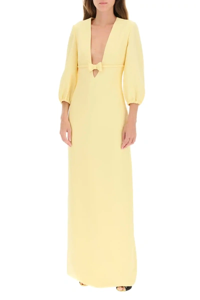 Miu Miu Sable Bow Long Dress in Yellow