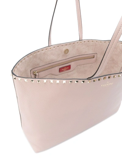 Shop Valentino Rockstud Leather Tote Bag In Pink