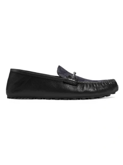 Shop Coach Collapsible Heel Leather Loafers In Charcoal Black