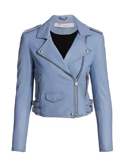 Shop Iro Women's Ashville Leather Moto Jacket In Light Blue