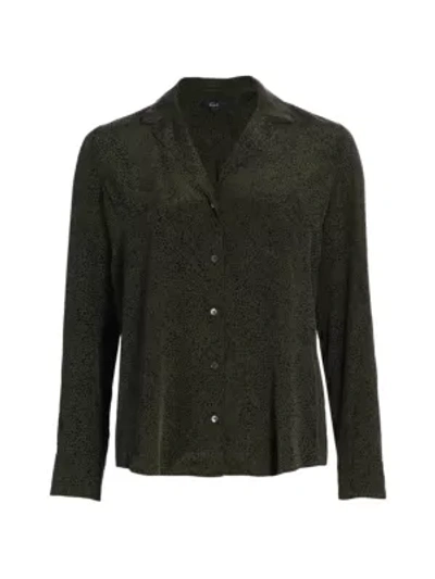 Shop Rails Rebel Silk Button-up Blouse In Olive Speckled