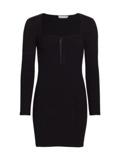 Shop Jonathan Simkhai Standard Ribbed Bustier Dress In Black