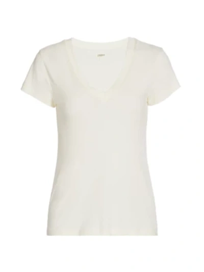 Shop L Agence Women's Becca V-neck Cotton Tee In Vintage White