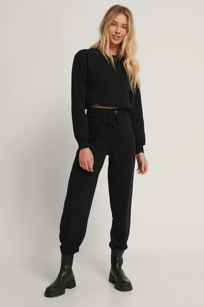 Shop Na-kd Reborn Cropped Drawstring Sweatshirt Black