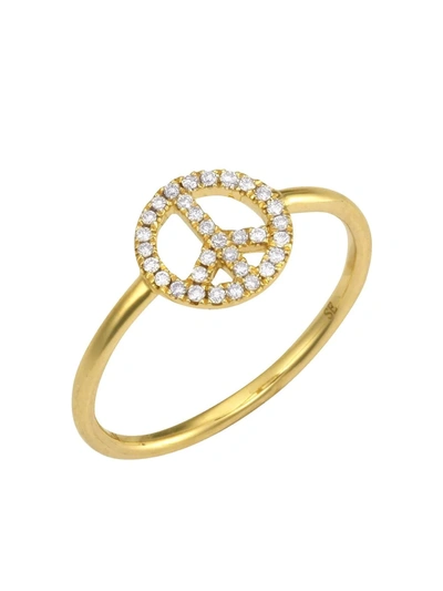 Shop Sydney Evan 14kt Yellow Gold Diamond Peace Ring