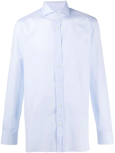 Shop Borrelli Spread-collar Poplin Shirt In Blue