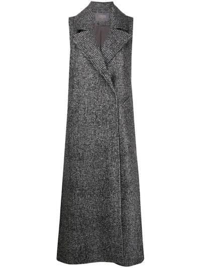 Shop Lorena Antoniazzi Checkered Long Vest In Grey