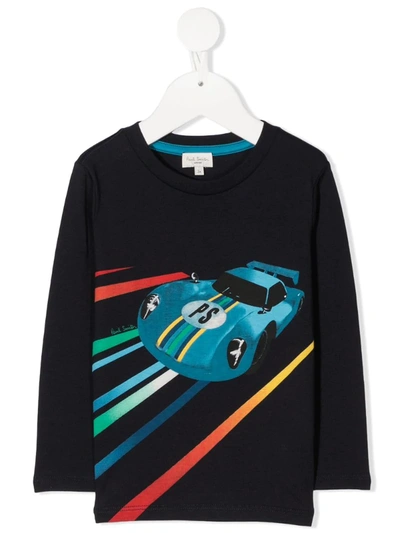 Shop Paul Smith Junior Racing Car Print Long-sleeved Top In Blue