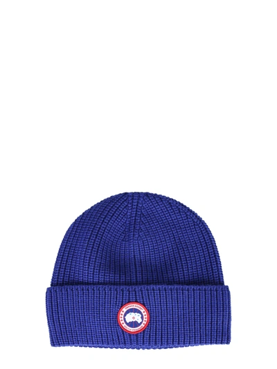 Shop Canada Goose Knitted Hat In Blu