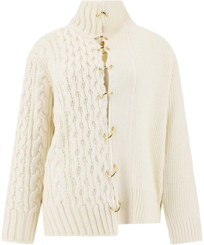 Shop Sacai Women's White Wool Cardigan