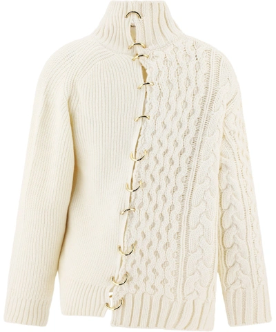 Shop Sacai Women's White Wool Cardigan