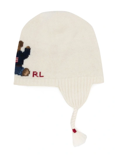 Shop Polo Ralph Lauren Teddy Bear Knitted Hat In Neutrals