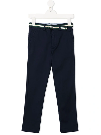 Shop Polo Ralph Lauren Belted Slim-fit Trousers In Blue