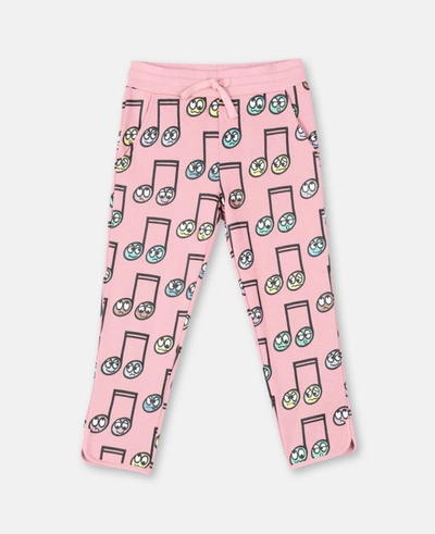 Shop Stella Mccartney Kids Happy Notes Cotton Sweatpants In Pink