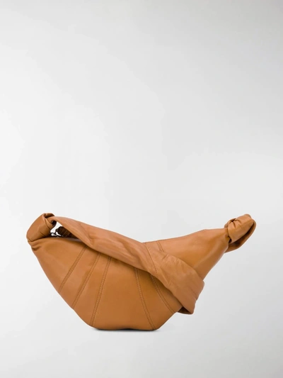 Shop Lemaire Croissant Leather Shoulder Bag In Neutrals