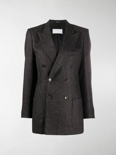 Shop Maison Margiela Checked Double Breasted Blazer In Grey