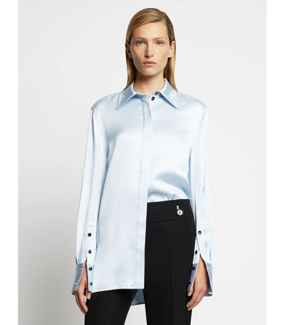Shop Proenza Schouler Satin Button Down Shirt In /blue