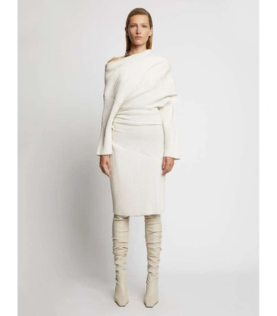 Shop Proenza Schouler Off Shoulder Rib Knit Dress In /white