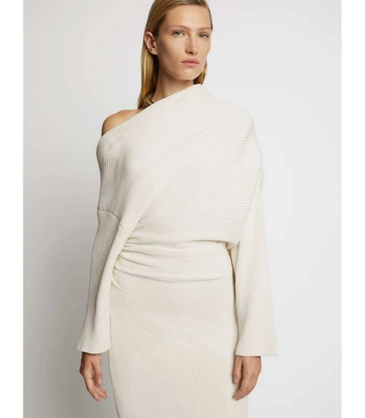 Shop Proenza Schouler Off Shoulder Rib Knit Dress In /white