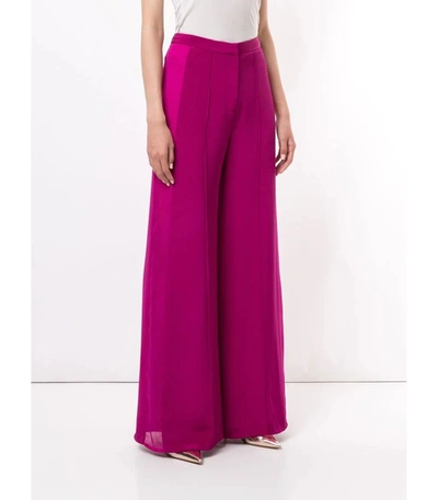 Shop Adam Lippes Silk Crepe Wide Leg Pants In Pink